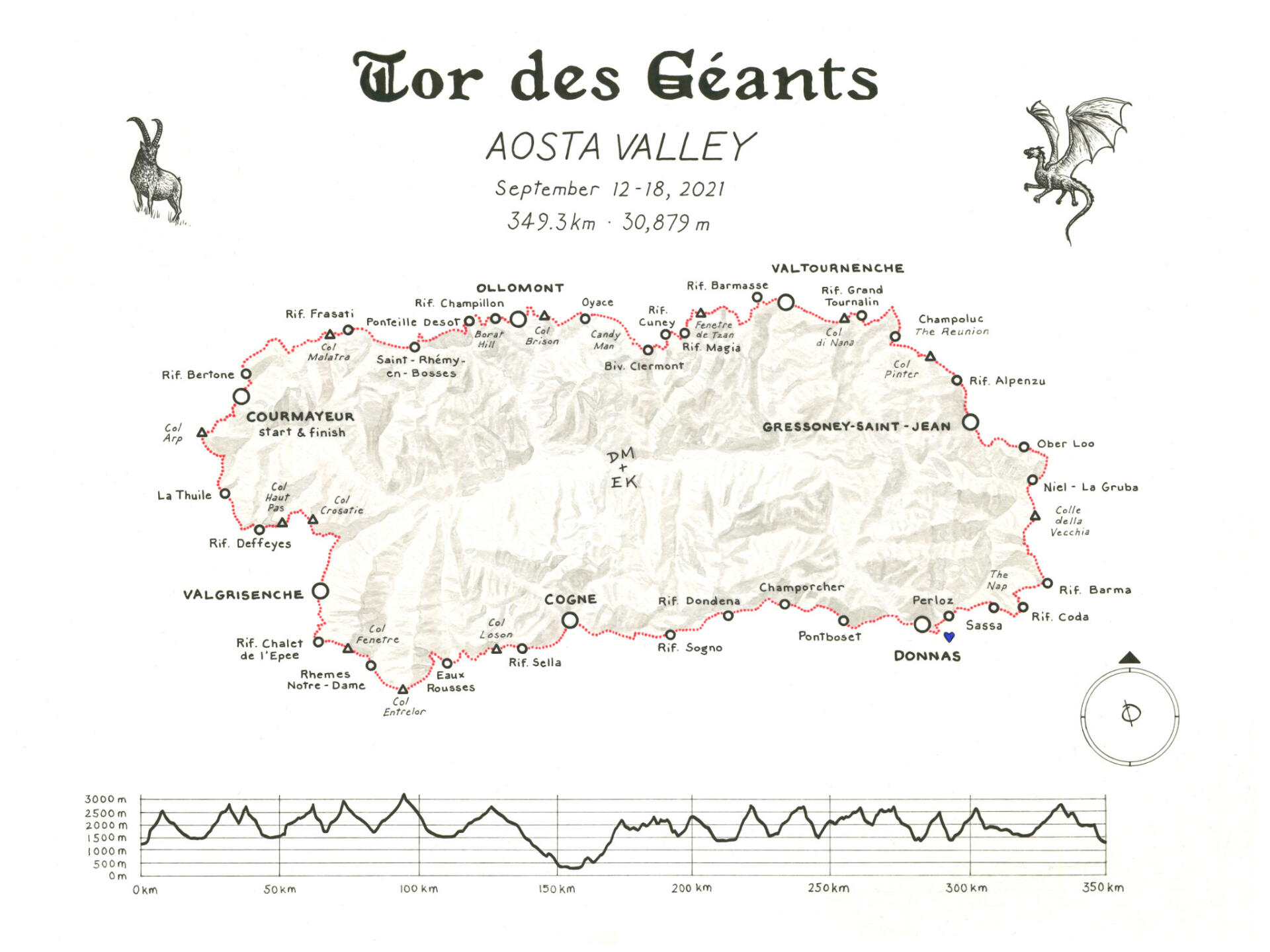 Tor des Geants - ink on 30x40cm Hahnemühle Britannia paper