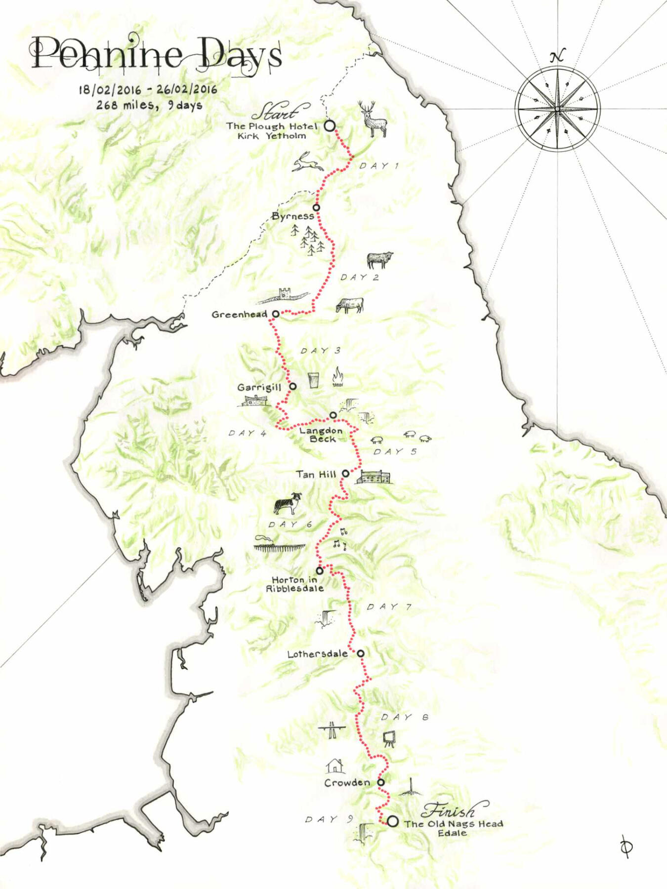 Pennine Days - ink on 30x40cm Hahnemühle Britannia paper
